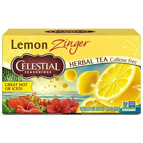 Celestial Seasonings Herbal Tea, Lemon Zinger, Caffeine Free, 20 Tea Bags (Pack Of 6)