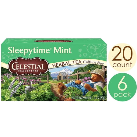 Celestial Seasonings Herbal Tea, Sleepytime Mint, 20Count (Pack of 6)