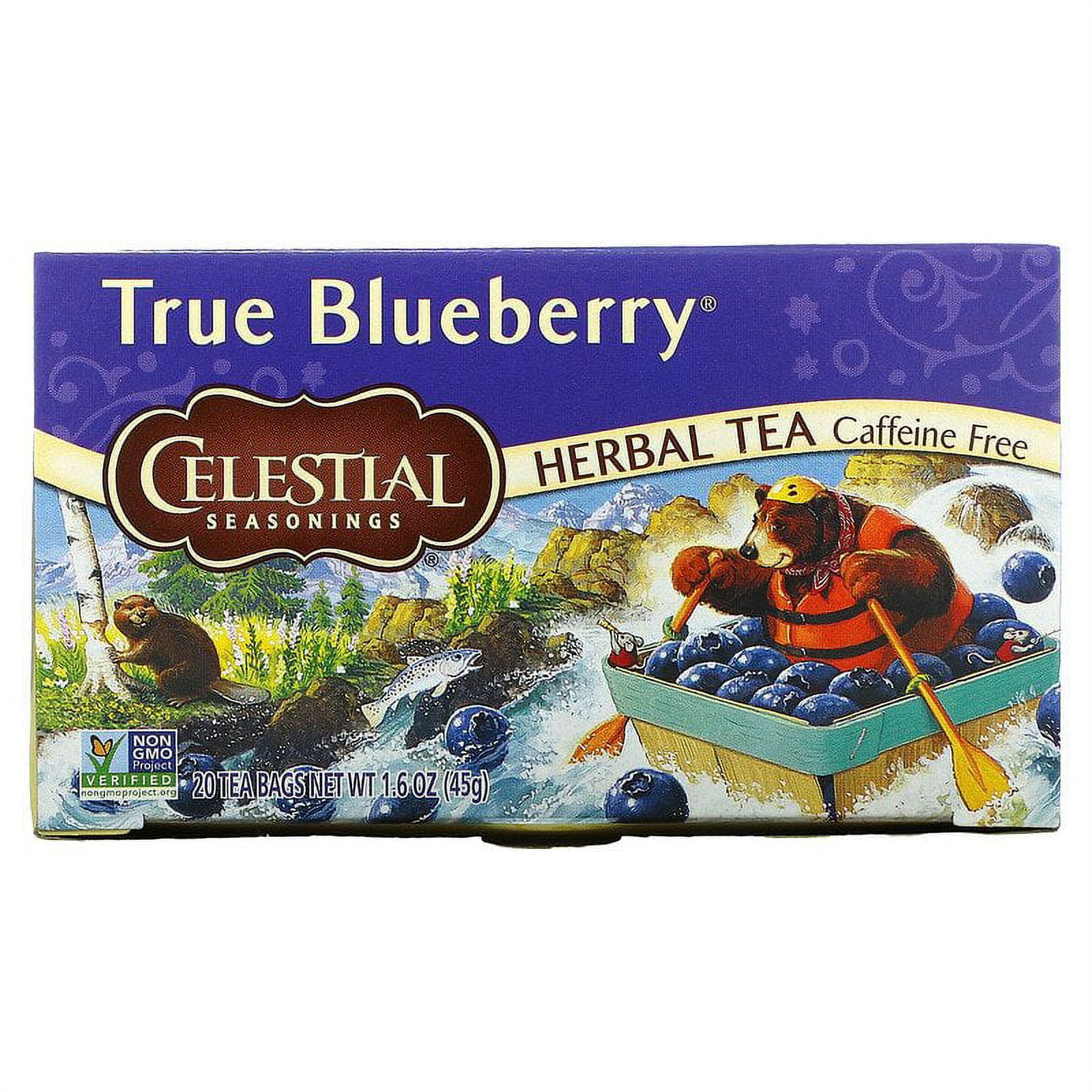 Celestial Seasonings, Herbal Tea, True Blueberry, Caffeine Free, 20 Tea