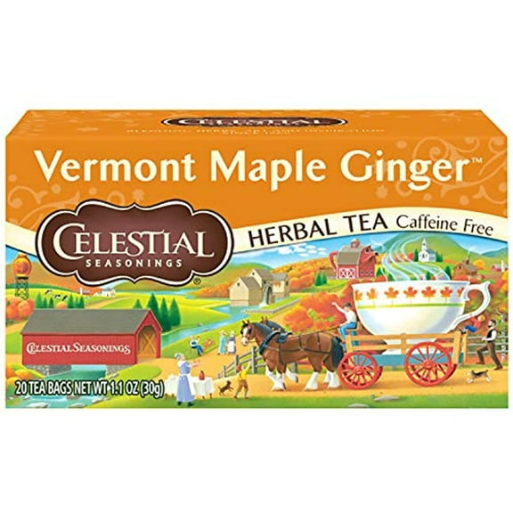 Celestial Seasonings Herbal Tea, Vermont Maple Ginger, Caffeine Free, 20 Count (Pack of 6)