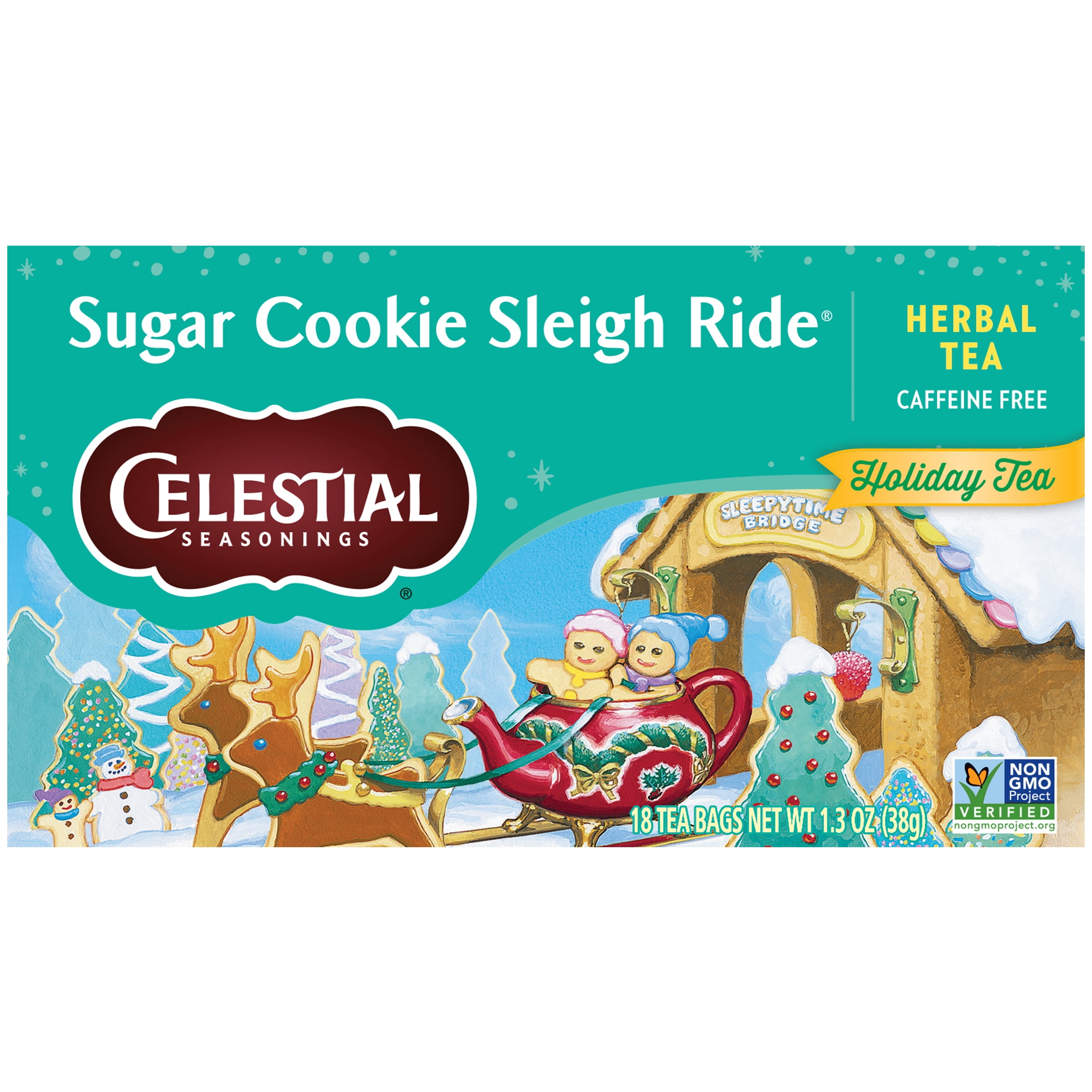 Celestial Seasonings Holiday Caffeine-Free Sugar Cookie Sleigh Ride Herbal Tea Bags (18 Count)