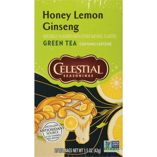 Celestial Seasonings Honey Lemon Ginseng Green Tea Bags, 20 Count