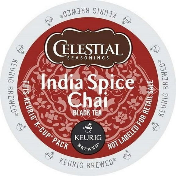 Celestial Seasonings India Spice Chai, Black Tea K-Cup Pack, 24 Count for Keurig Brewers
