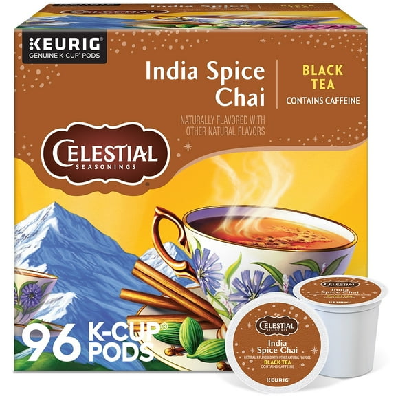 Celestial Seasonings India Spice Chai Keurig Single Serve K-Cup Pods, 24 Pods Per Pack, Case Of 4 Packs