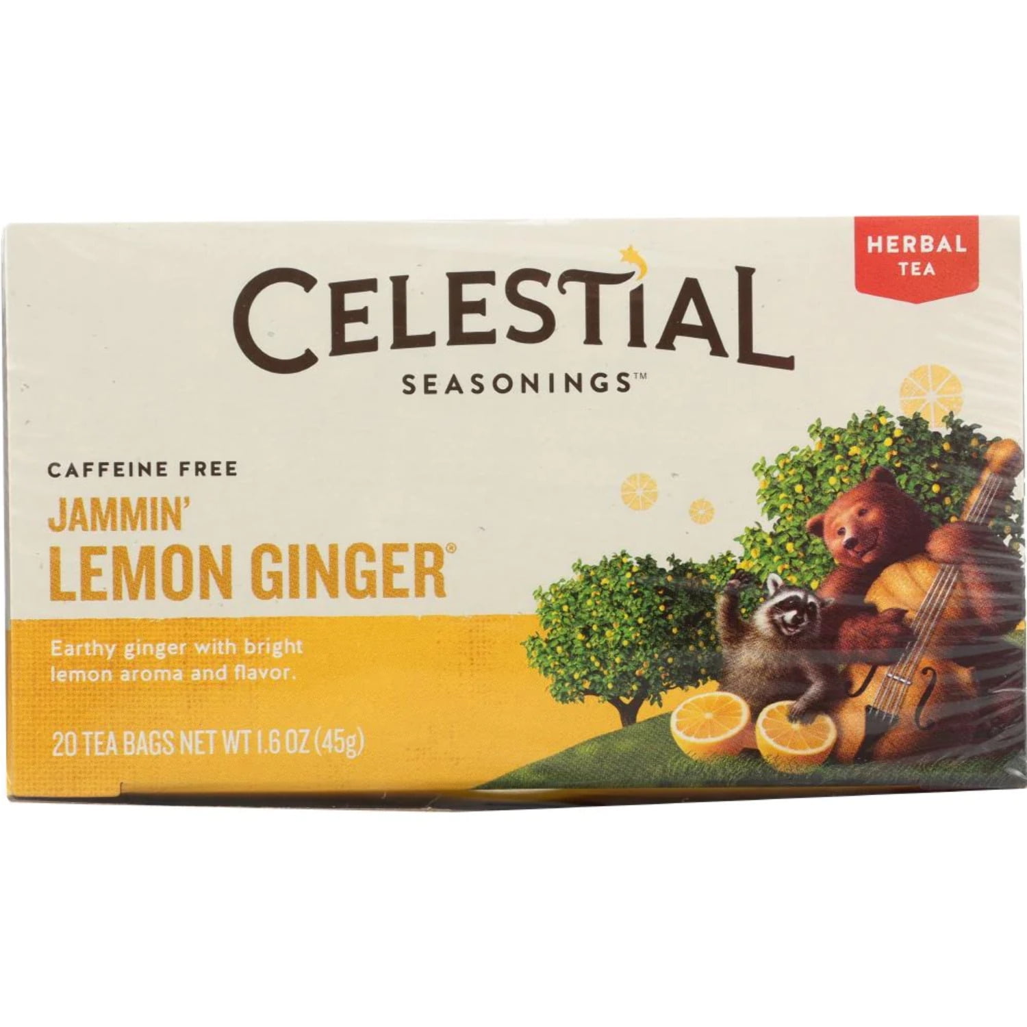 Celestial Seasonings Jammin' Lemon Ginger Herbal Tea Bags, 20 Count