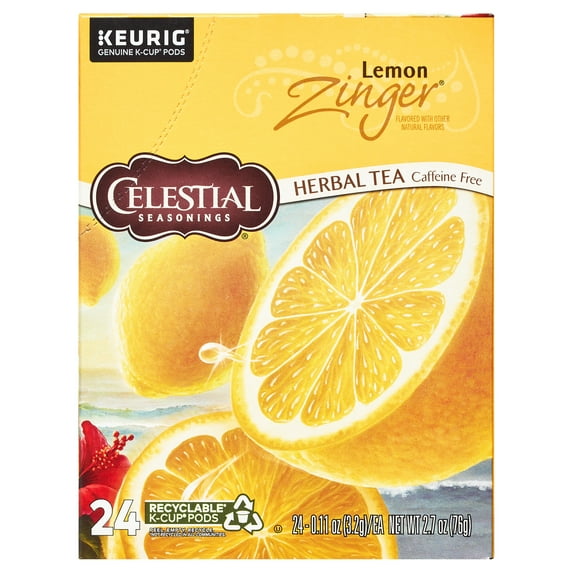 Celestial Seasonings Lemon Zinger Herbal Tea K-Cup Pods, 24 Ct