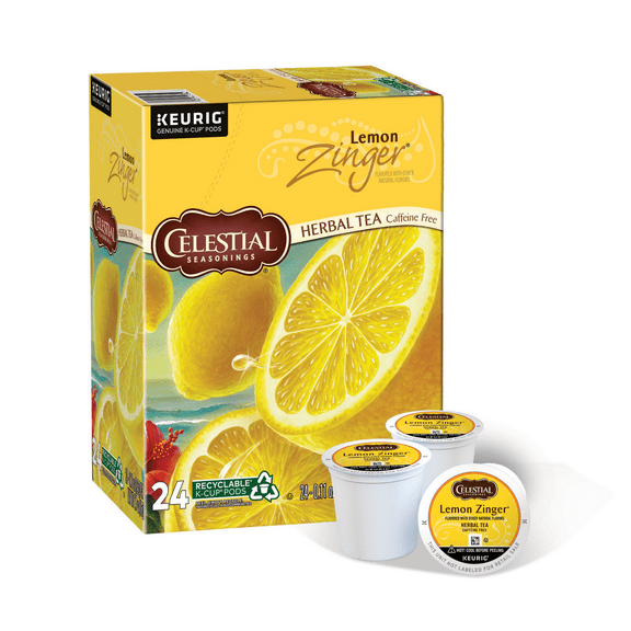 Celestial Seasonings Lemon Zinger Herbal Tea Keurig K-Cup Tea Pods, 24 Count
