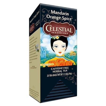 Celestial Seasonings Mandarin Orange Spice Herbal Tea, Caffeine Free, 25 Tea Bags Box