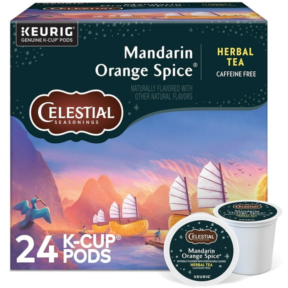 Celestial Seasonings Mandarin Orange Spice Herbal Tea Keurig K-Cup Pods 24/Box 14735