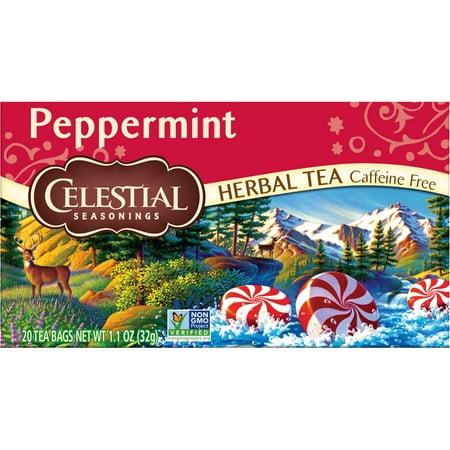 Celestial Seasonings Peppermint Caffeine-Free Herbal Tea Bags, 20 Count