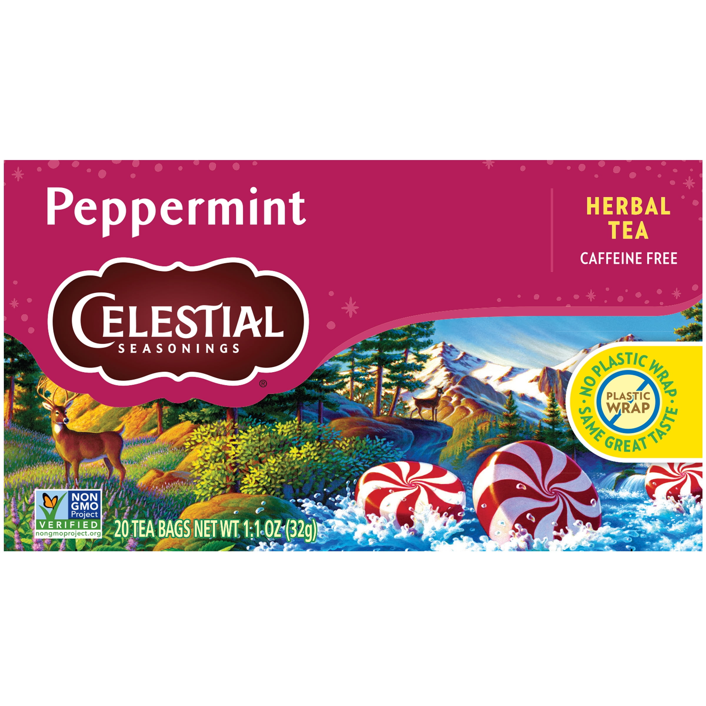 Celestial Seasonings Peppermint Caffeine-Free Herbal Tea Bags (20 Count)