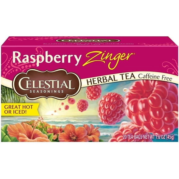 Celestial Seasonings Raspberry Zinger Caffeine Free Herbal Tea 20 ct (Pack of 6)