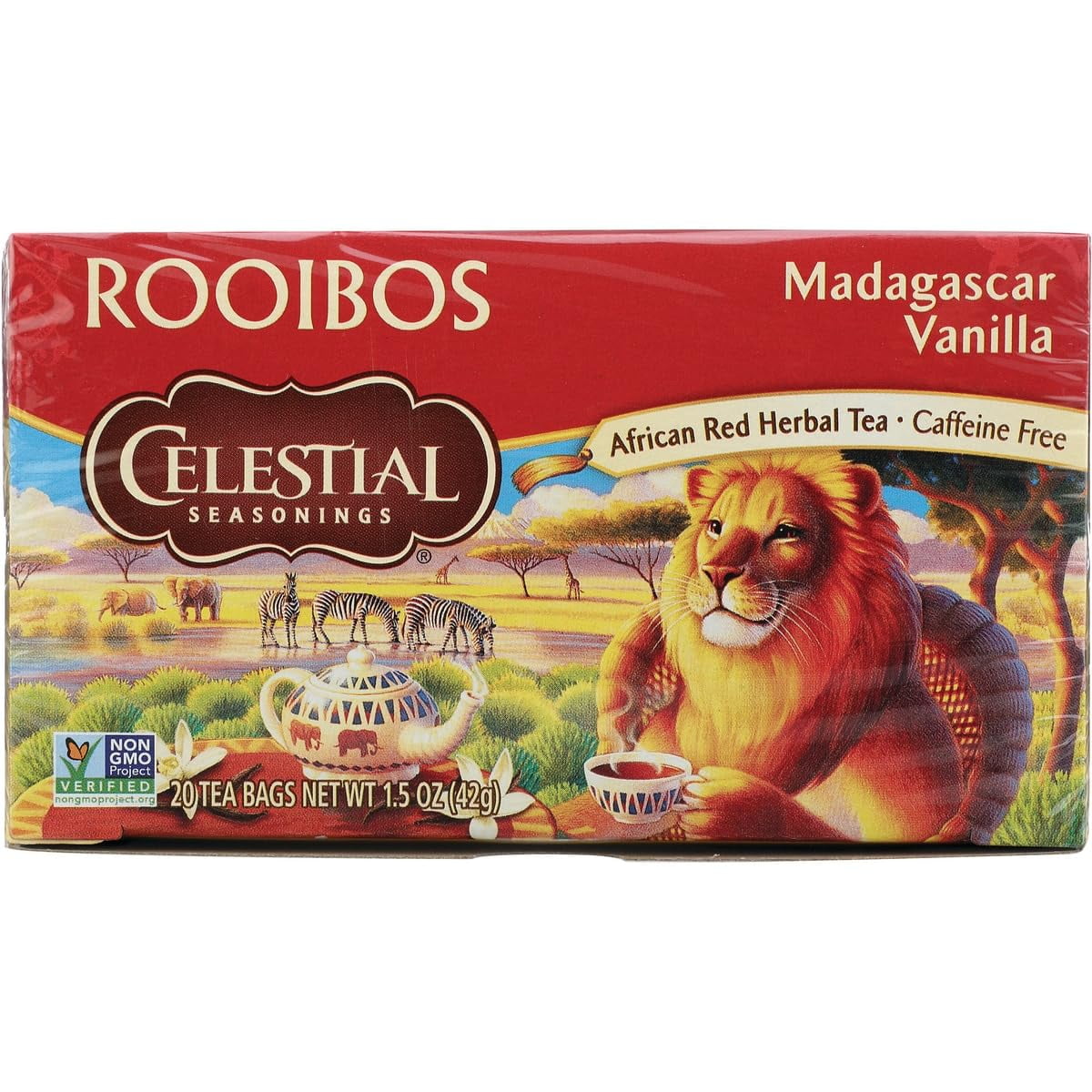 Celestial Seasonings Red Tea JMS2&nbsp;Caffeine Free Madagascar Vanilla - 20 Tea Bags - Case of 6
