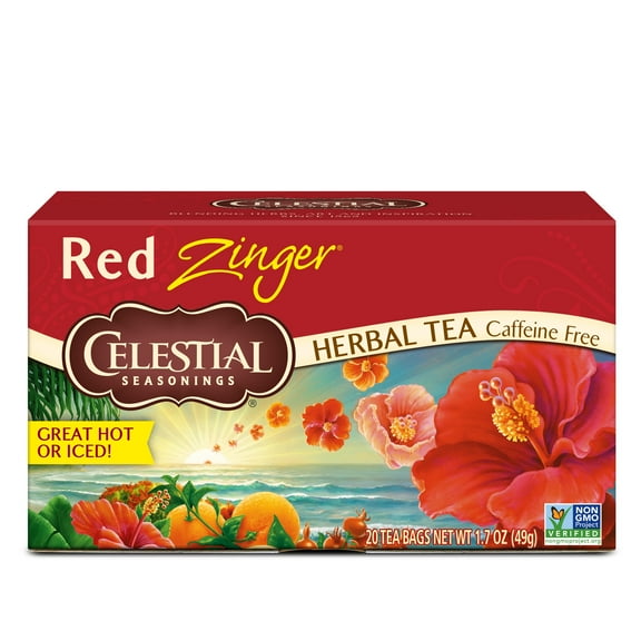 Celestial Seasonings Herbal Tea Caffeine Free Red Zinger - 20 Tea Bags - Case of 6