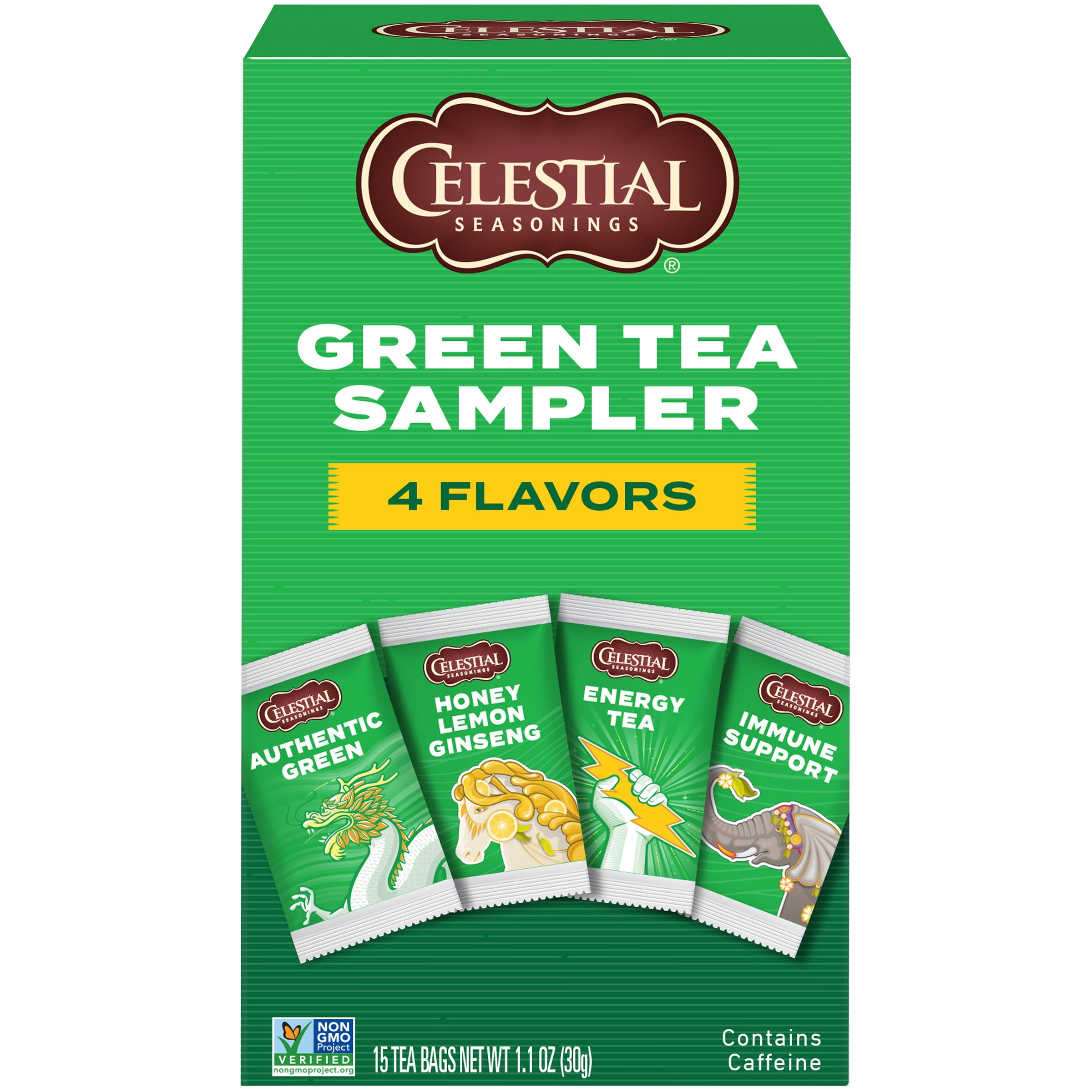 Celestial Seasonings Sampler, Green Tea Bags, 15 Count