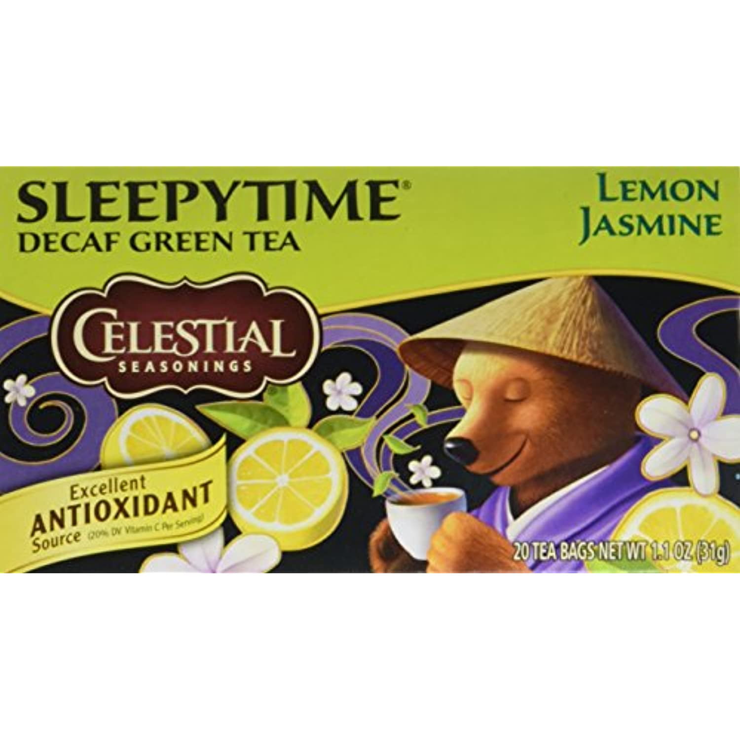 Celestial Seasonings Sleepytime Decaf Lemon Jas Green Tea Bags 20 Ct