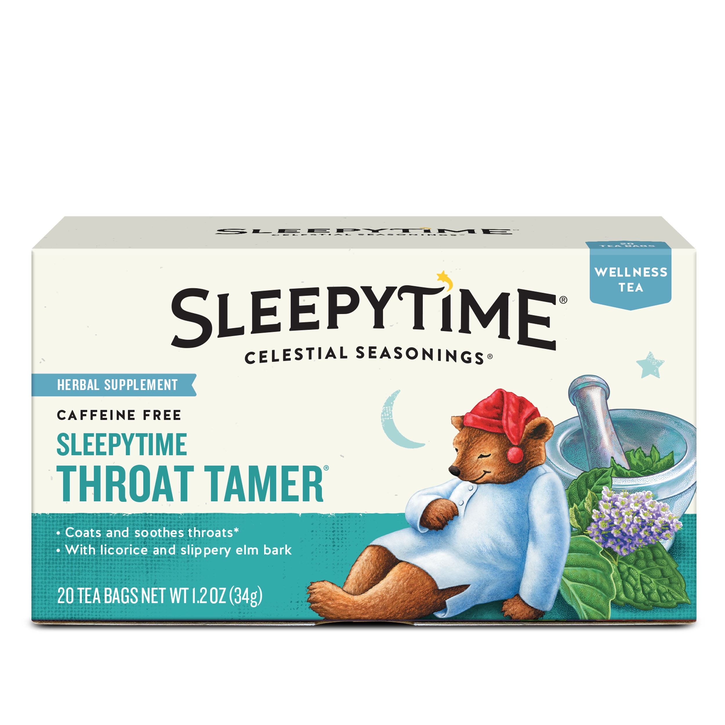 Celestial Seasonings Sleepytime Throat Tamer, Herbal Wellness Tea Bags