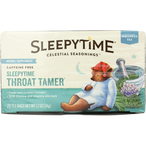 Celestial Seasonings Sleepytime Throat Tamer Wellness Tea - 20 Tea Bags Pack of 3