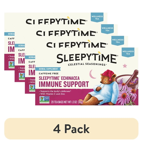 (4 pack) Celestial Seasonings Sleepytime Wellness Echinacea Immune Support Herbal Tea Bags (20 Count)