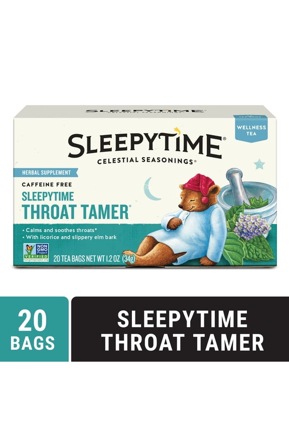 Celestial Seasonings Sleepytime Wellness Throat Tamer Herbal Tea Bags (20 Count) (Pack of 2)