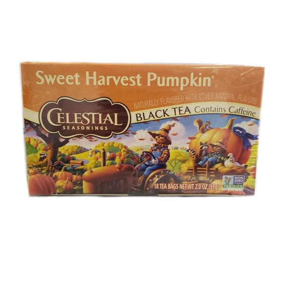 Celestial Seasonings Sweet Harvest Pumpkin Black Tea 18 Tea Bags 2.0 Oz. 6 Pack