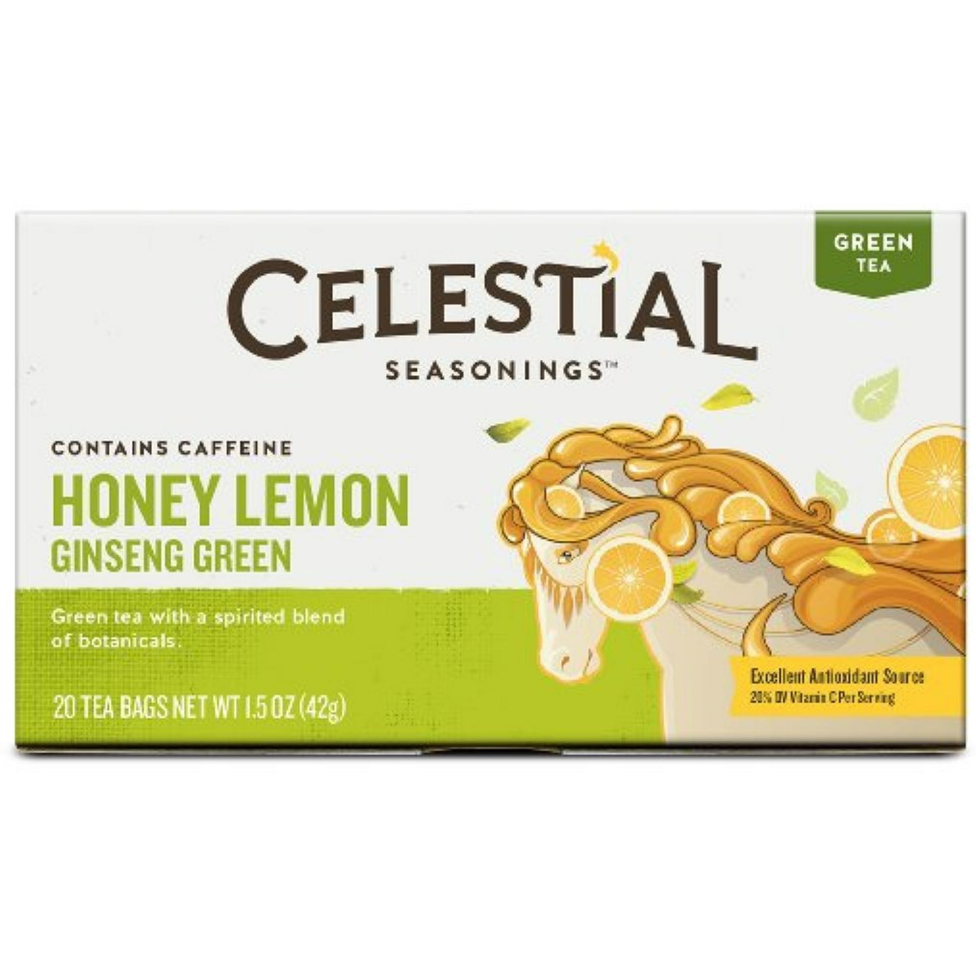 Celestial Seasonings Tea Honey Lemon Ginseng Green Tea 20 ea (Pack of 3)