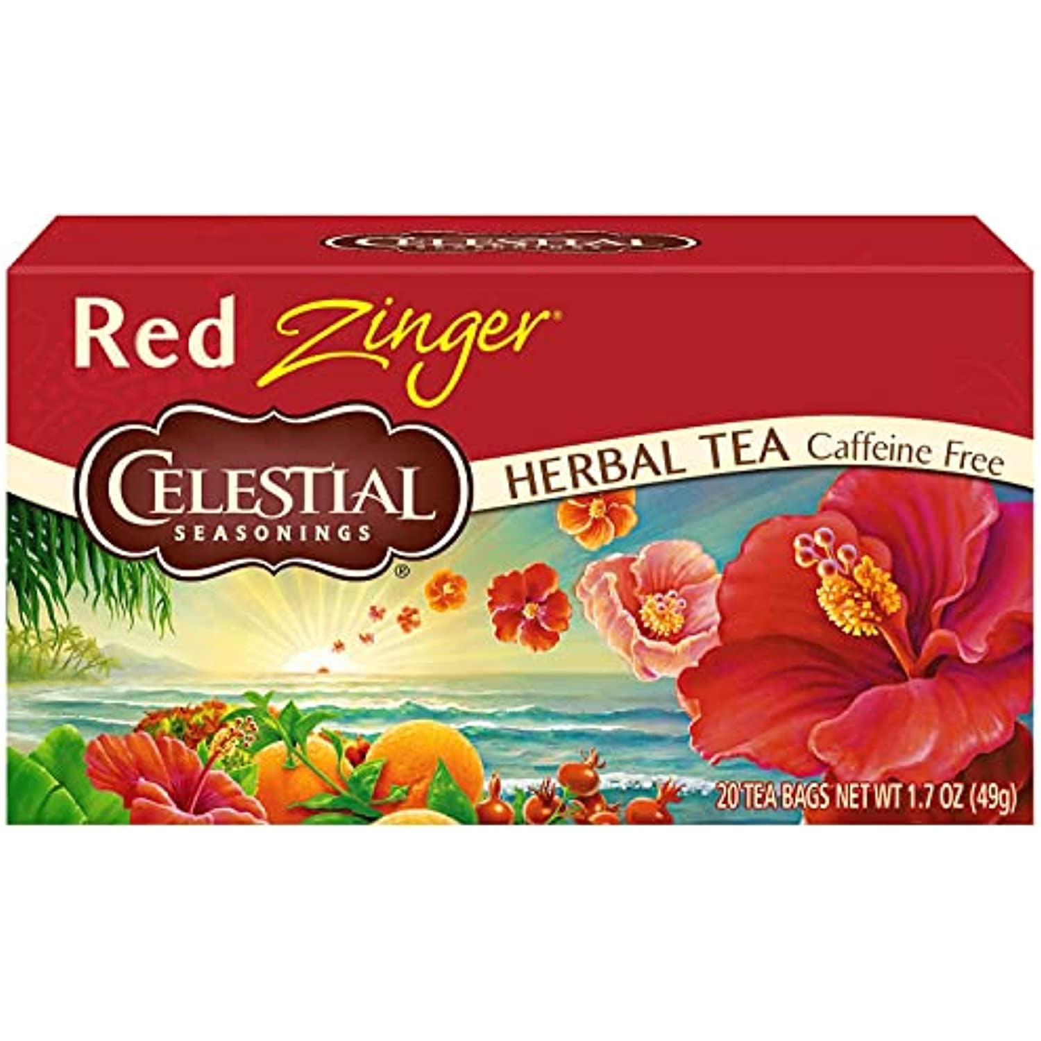 Celestial Seasonings Tea No Caffeine Herbal Tea, Red Zinger 20 Ea (Pack