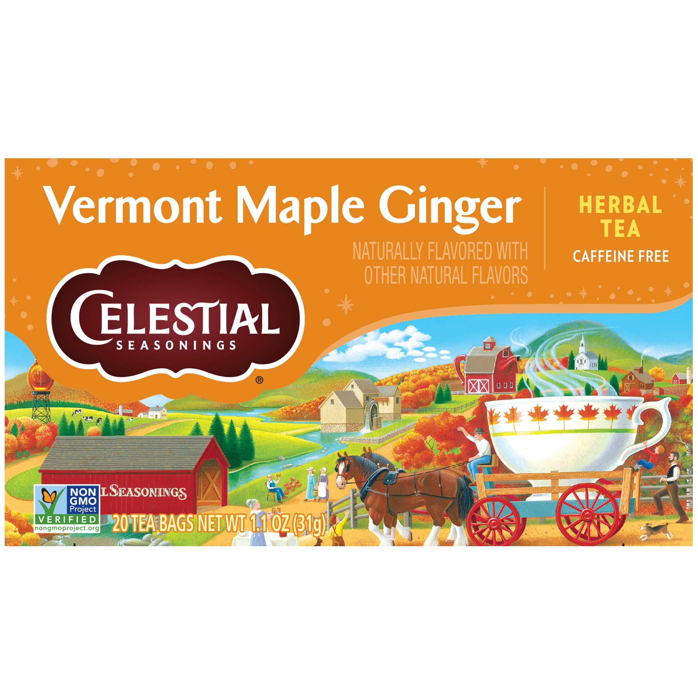Celestial Seasonings Vermont Maple Ginger Herbal Tea Bags 20 Count