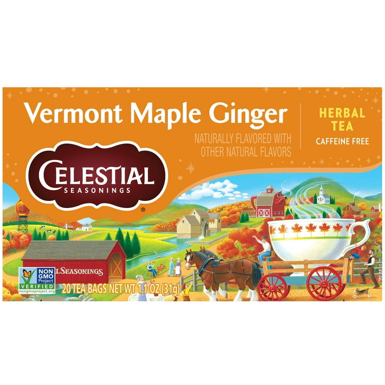 Celestial Seasonings Vermont Maple Ginger Herbal Tea Bags 20 Count