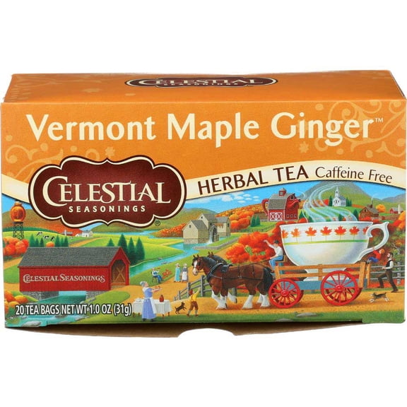 Celestial Seasonings Vermont Maple Ginger Herbal Tea, 20 tea bags -- 6 per Case.