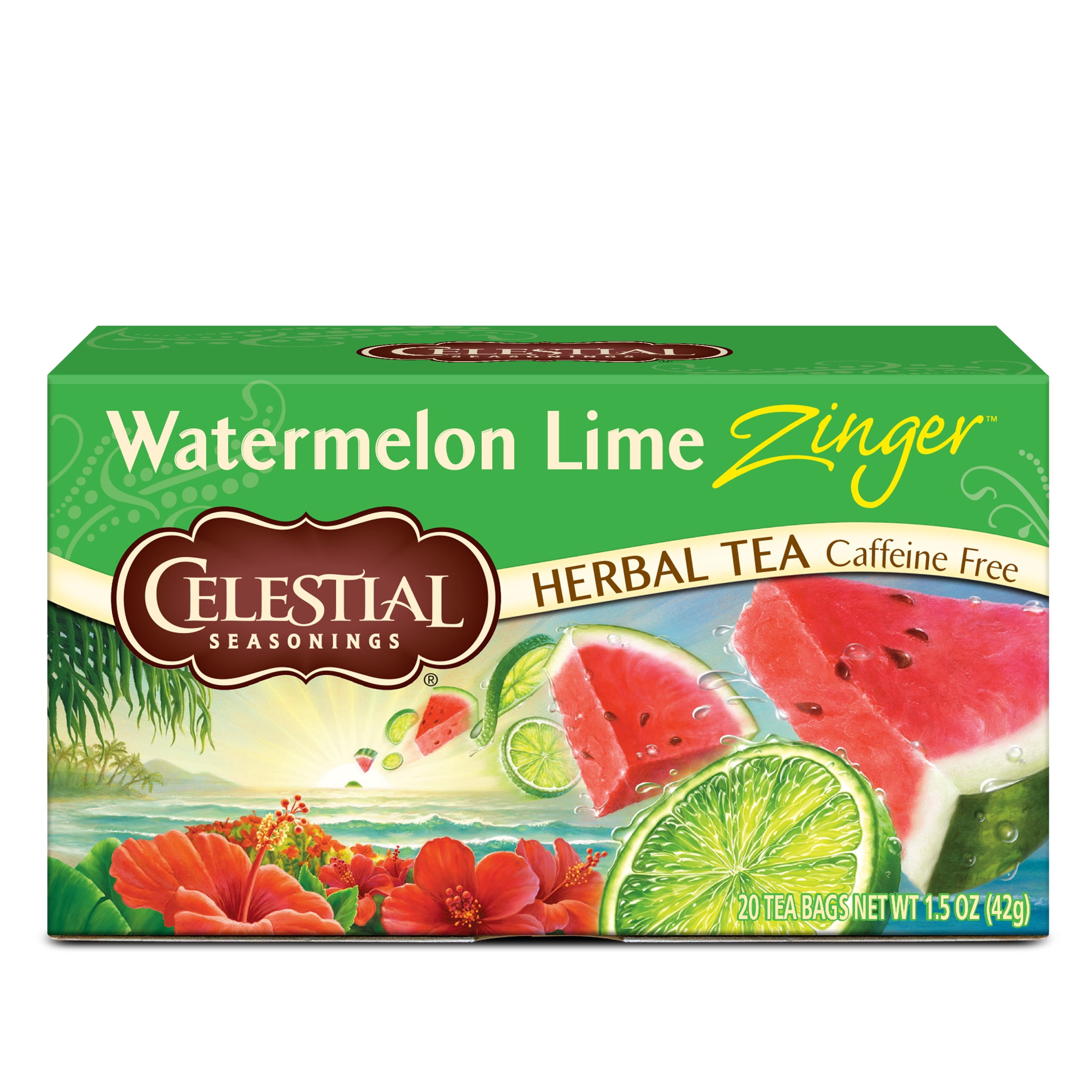 Celestial Seasonings Watermelon Lime Zinger Herbal Tea, 20 Ct Tea Bags