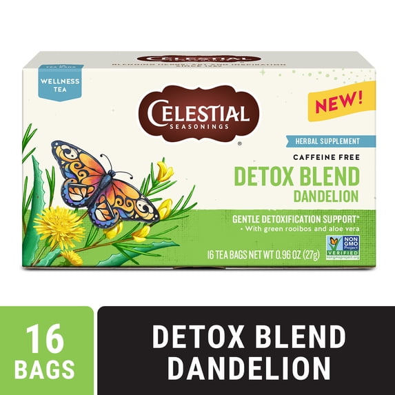 Celestial Seasonings Wellness Detox Blend Dandelion Herbal Tea Bags (16 Count)