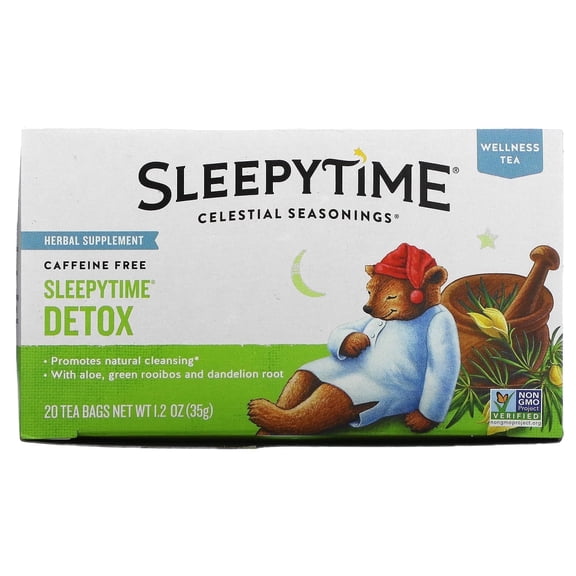 Celestial Seasonings, Wellness Tea, Sleepytime Detox, Caffeine Free, 20 Tea Bags, 1.2 oz (35 g) Pack of 4
