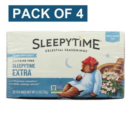 Celestial Seasonings Wellness Tea - Sleepytime Extra - Caffeine Free - 20 Bags - Pack of 4