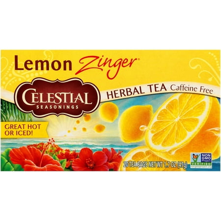 Celestial Seasonings Zinger Lemon Caffeine-Free Herbal Tea Bags, 20 Count