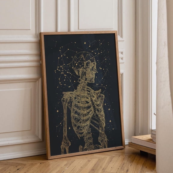 Celestial Skeleton Gold Anatomy Constellation Wall Art Poster Unframed Paper Print