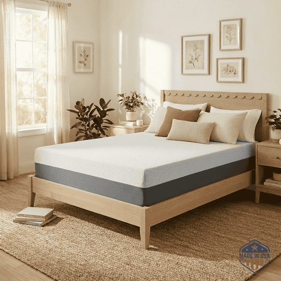 Celestial Sleep Gel Memory Foam Mattress in a Box, Made in The USA, CertiPUR-US, Oeko-Tex, and Fiberglass-Free Certified Bed, 12 inch Medium Soft - Queen