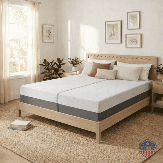 Celestial Sleep Gel Memory Foam Mattress in a Box, Made in The USA, CertiPUR-US, Oeko-Tex, and Fiberglass-Free Certified Bed, 12 inch Medium Soft - Split King