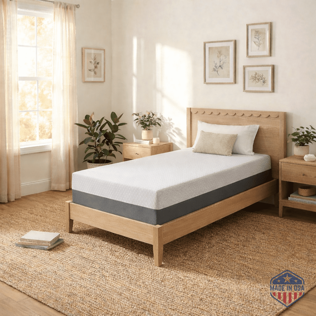 Celestial Sleep Gel Memory Foam Mattress in a Box, Made in The USA, CertiPUR-US, Oeko-Tex, and Fiberglass-Free Certified Bed, 8 inch Firm - Twin