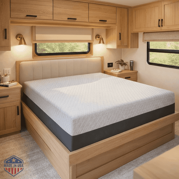 Celestial Sleep RV Camper Mattress, Made in The USA, CertiPUR-US, Oeko-Tex, and Fiberglass-Free Certified Memory Foam Bed, 8 inch Firm - RV Short Queen