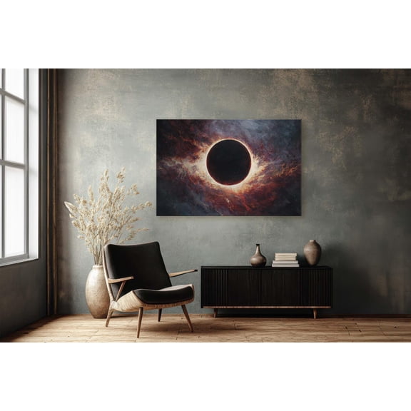 Celestial Solar Eclipse Moody Cosmic Nebula Oil Wall Art Unframed Paper Print