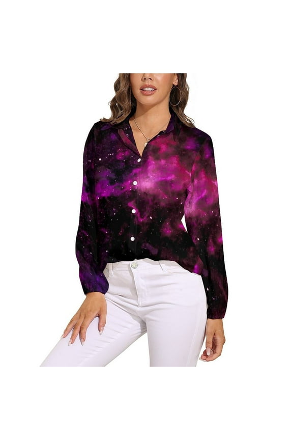Celestial Space Loose Blouse Solar System Planets Fashion Oversized Blouses Female Long Sleeve Funny Shirt Spring Clothing