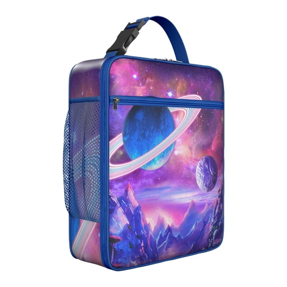 Celestial Space Lunch Bag – Rocket Nebula Cosmic Galaxy Insulated Lunch Box Tote