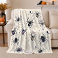 thumbnail image 1 of Celestial Spiders with Crescent Moons Crystals and Gold Webs, Mystic Night Sky Spider Style for Moon Lovers, Warm Flannel Blanket for Bedroom and Reading Nook, Halloween Gift, Home Decor, 1 of 9
