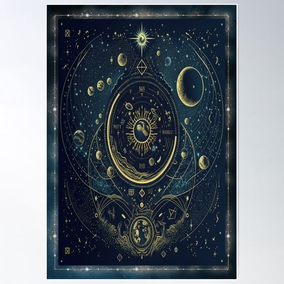 Celestial Star Map Book Poster Wall Art, Modern Wall Decor For Living Room Bedroom, 8x12 UNFRAMED