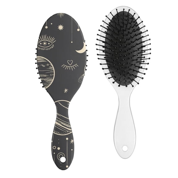 Celestial Star Print Hairbrush - Gentle Scalp Massage & Anti-Frizz Tool, Ergonomic & Durable