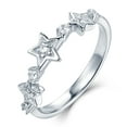 thumbnail image 1 of Celestial Star Ring, Delicate Seven Stone Diamond Engagement Ring, Half Eternity Diamond Wedding Band, Perfect Celebration Ring, 14K White Gold Plated, 2.1 Ct Simulated Diamond, 1 of 5