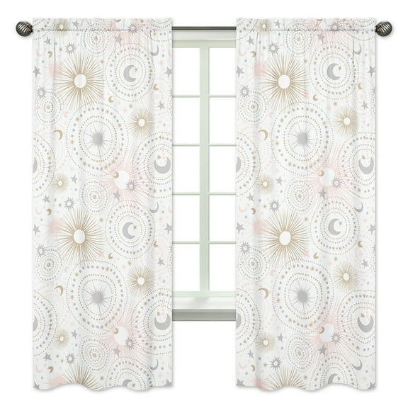 Celestial Star and Moon Semi-Sheer Rod Pocket Window Curtains by Sweet Jojo Designs