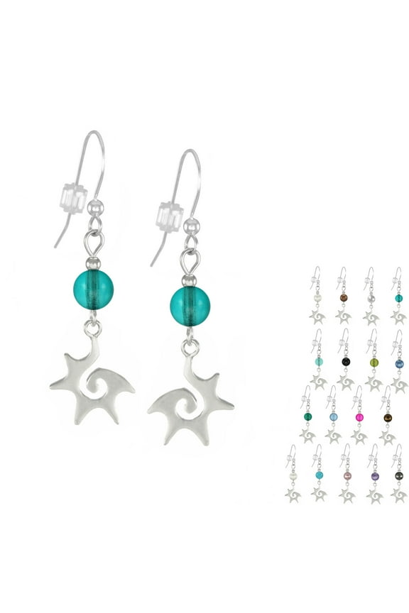 Celestial Starburst .925 Sterling Silver Beaded Earrings - Turquoise Glass