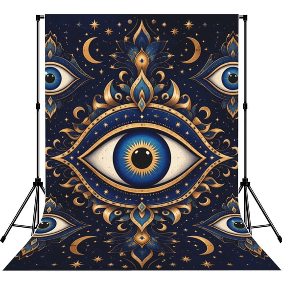 Celestial Starry Eye Motif Photography Backdrop 5x7Ft Background for Photo Studio Video Recording Birthday Party Wedding Home Decor